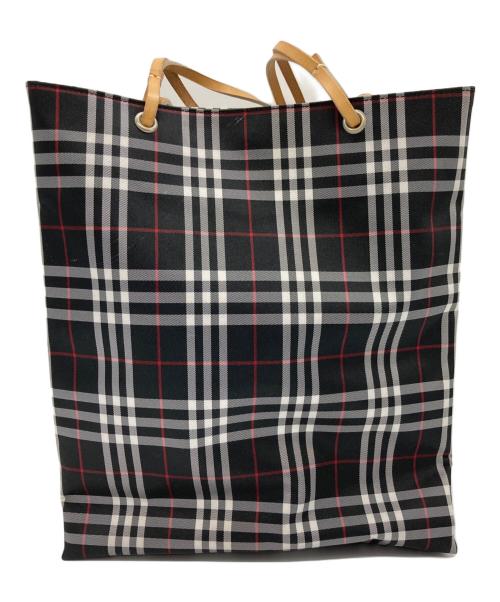 BURBERRY LONDON（バーバリーロンドン）BURBERRY LONDON (バーバリーロンドン) ナイロントートバッグ ブラック×ホワイト×レッドの古着・服飾アイテム