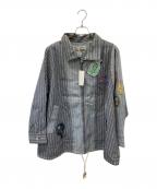 As know as olacaアズノウアズ オオラカ）の古着「ワッペン刺繍ジップアップジャケット」｜ネイビー×マルチカラー
