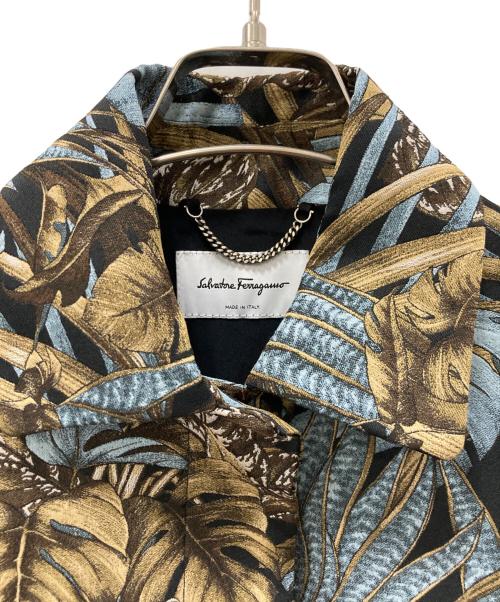 Salvatore Ferragamo（サルヴァトーレ フェラガモ）Salvatore Ferragamo (サルヴァトーレ フェラガモ) シルク混ジャケット ブラウン×ブルー サイズ:38の古着・服飾アイテム