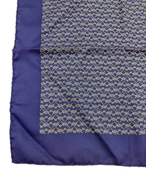 HERMES（エルメス）HERMES (エルメス) カレ45 ネイビー×イエローの古着・服飾アイテム