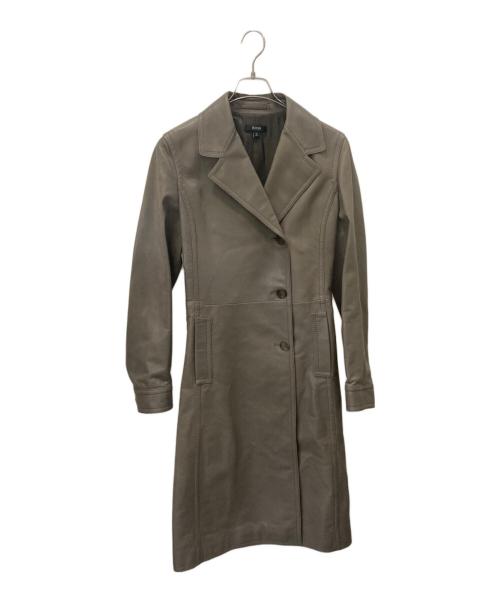 BOSS HUGO BOSS（ボス ヒューゴボス）BOSS HUGO BOSS (ボス ヒューゴボス) レザーコート ブラウン サイズ:USA6の古着・服飾アイテム