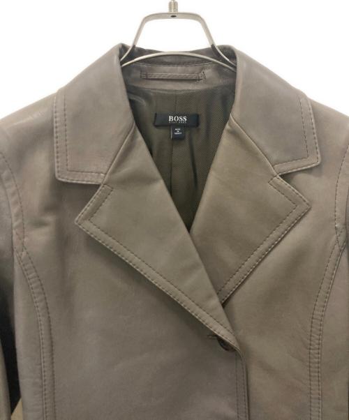 BOSS HUGO BOSS（ボス ヒューゴボス）BOSS HUGO BOSS (ボス ヒューゴボス) レザーコート ブラウン サイズ:USA6の古着・服飾アイテム