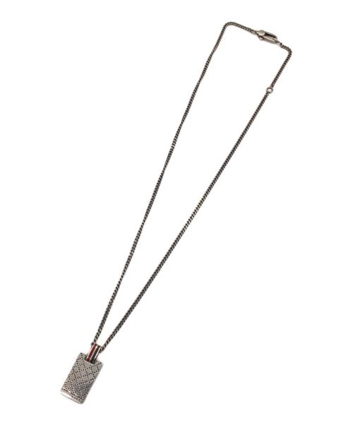 GUCCI（グッチ）GUCCI (グッチ) スクエアプレートネックレス シルイバーカラー×レッドの古着・服飾アイテム