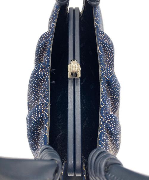 印傳屋（インデンヤ）印傳屋 (インデンヤ) ハンドバッグ ネイビーの古着・服飾アイテム