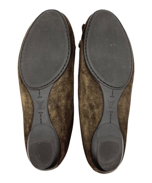 LOUIS VUITTON（ルイ ヴィトン）LOUIS VUITTON (ルイ ヴィトン) フラットパンプス ブラウン×ブロンズ サイズ:7　1/2の古着・服飾アイテム