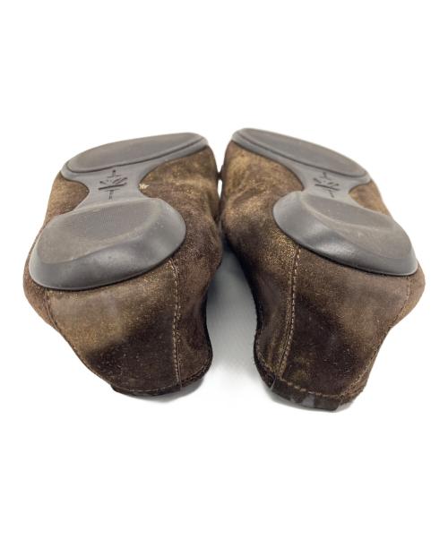 LOUIS VUITTON（ルイ ヴィトン）LOUIS VUITTON (ルイ ヴィトン) フラットパンプス ブラウン×ブロンズ サイズ:7　1/2の古着・服飾アイテム