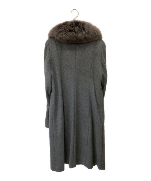 BALMAIN（バルマン）BALMAIN (バルマン) フォックスファーカシミヤコート グレー サイズ:13の古着・服飾アイテム