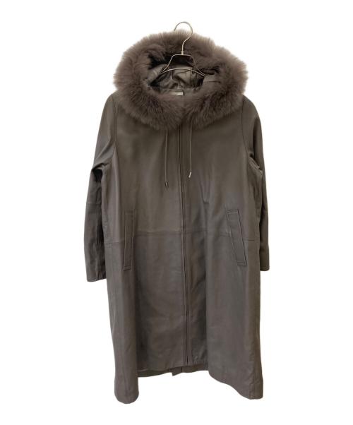 Zelal（ゼラール）Zelal (ゼラール) ブルーフォックスファーラムレザーコート ブラウン サイズ:15ARの古着・服飾アイテム