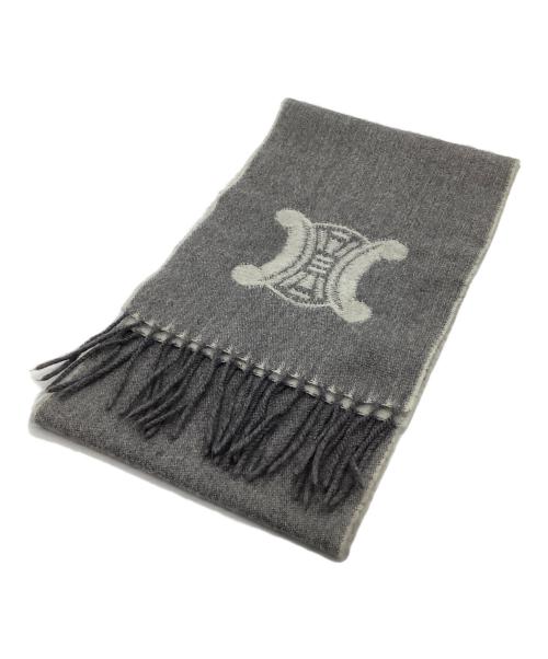 CELINE（セリーヌ）CELINE (セリーヌ) トリオンフロゴマフラー グレーの古着・服飾アイテム