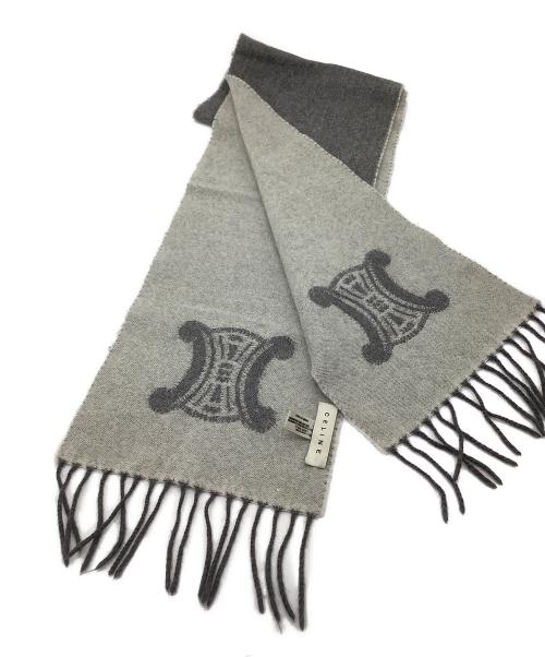 CELINE（セリーヌ）CELINE (セリーヌ) トリオンフロゴマフラー グレーの古着・服飾アイテム