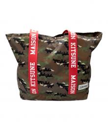 maison kitsune×EASTPAK（メゾンキツネ×イーストパック）の古着「トートバッグ」｜グリーン×ブラック