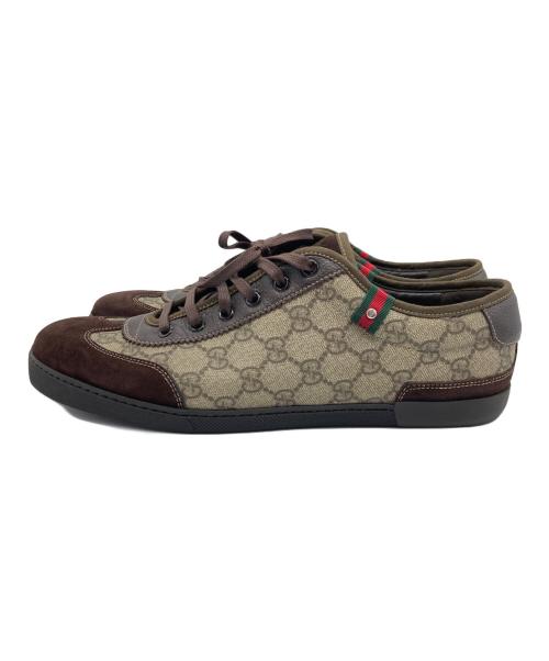 GUCCI（グッチ）GUCCI (グッチ) ローカットスニーカー ブラウン×ベージュ サイズ:9 1/2の古着・服飾アイテム