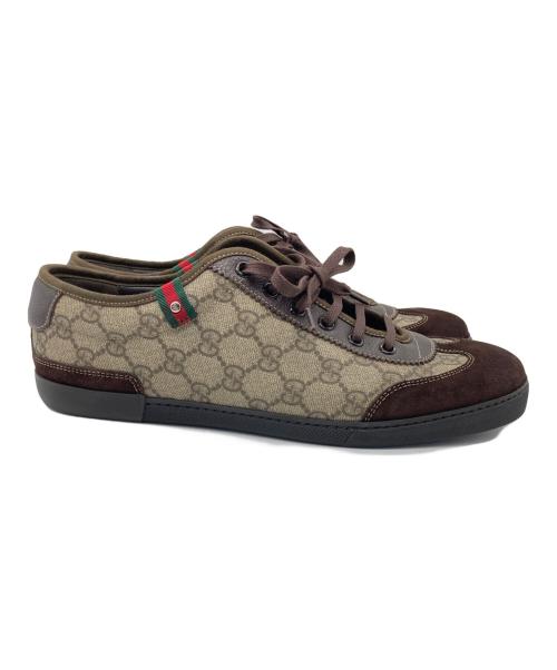 GUCCI（グッチ）GUCCI (グッチ) ローカットスニーカー ブラウン×ベージュ サイズ:9 1/2の古着・服飾アイテム