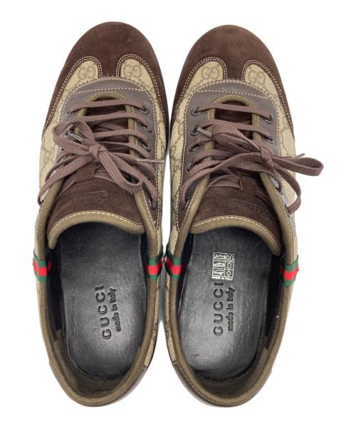 GUCCI（グッチ）GUCCI (グッチ) ローカットスニーカー ブラウン×ベージュ サイズ:9 1/2の古着・服飾アイテム
