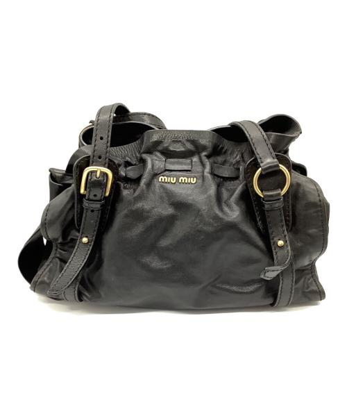 MIU MIU（ミュウミュウ）MIU MIU (ミュウミュウ) サイドリボントートバッグ ブラックの古着・服飾アイテム