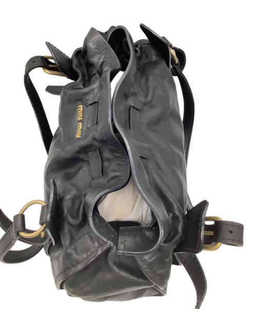 MIU MIU（ミュウミュウ）MIU MIU (ミュウミュウ) サイドリボントートバッグ ブラックの古着・服飾アイテム