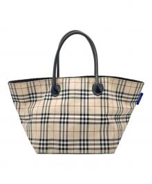 BURBERRY BLUE LABEL（バーバリーロンドンブルーレーベル）の古着「ナイロントートバッグ」｜ベージュ×ブラック