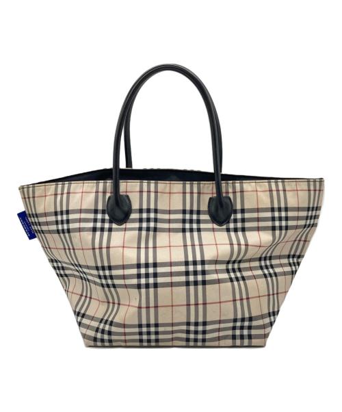 BURBERRY BLUE LABEL（バーバリーロンドンブルーレーベル）BURBERRY BLUE LABEL (バーバリーロンドンブルーレーベル) ナイロントートバッグ ベージュ×ブラックの古着・服飾アイテム