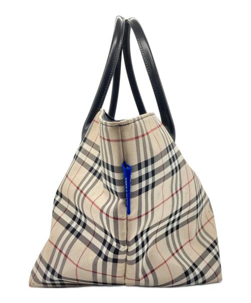 BURBERRY BLUE LABEL（バーバリーロンドンブルーレーベル）BURBERRY BLUE LABEL (バーバリーロンドンブルーレーベル) ナイロントートバッグ ベージュ×ブラックの古着・服飾アイテム