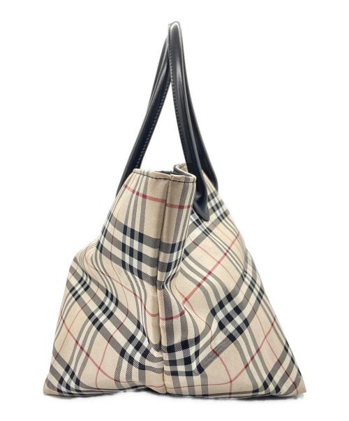 BURBERRY BLUE LABEL（バーバリーロンドンブルーレーベル）BURBERRY BLUE LABEL (バーバリーロンドンブルーレーベル) ナイロントートバッグ ベージュ×ブラックの古着・服飾アイテム