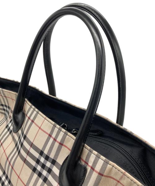 BURBERRY BLUE LABEL（バーバリーロンドンブルーレーベル）BURBERRY BLUE LABEL (バーバリーロンドンブルーレーベル) ナイロントートバッグ ベージュ×ブラックの古着・服飾アイテム