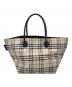BURBERRY BLUE LABEL (バーバリーロンドンブルーレーベル) ナイロントートバッグ ベージュ×ブラック：8000円