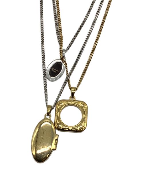 DIESEL（ディーゼル）DIESEL (ディーゼル) 3連ネックレス ゴールド×シルバーの古着・服飾アイテム