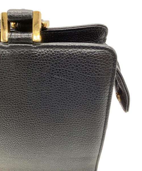 Yves Saint Laurent（イヴサンローラン）Yves Saint Laurent (イヴサンローラン) レザーハンドバッグ ブラックの古着・服飾アイテム