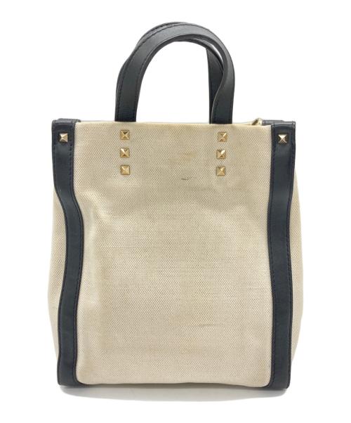 VALENTINO GARAVANI（ヴァレンティノ・ガラヴァーニ）VALENTINO GARAVANI (ヴァレンティノ・ガラヴァーニ) ロゴトートバッグ ブラック×アイボリーの古着・服飾アイテム