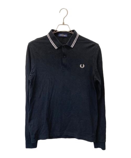FRED PERRY（フレッドペリー）FRED PERRY (フレッドペリー) 長袖ポロシャツ ブラック×ホワイト サイズ:Mの古着・服飾アイテム