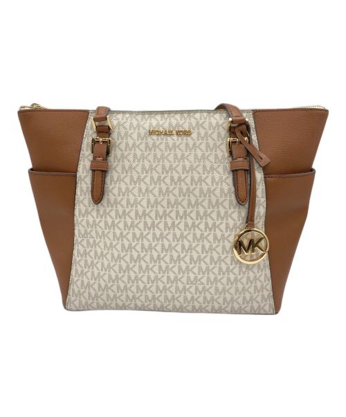 MICHAEL KORS（マイケル・コース）MICHAEL KORS (マイケル・コース) トートバッグ ホワイト×ブラウンの古着・服飾アイテム