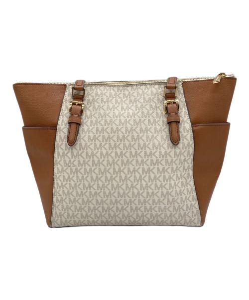 MICHAEL KORS（マイケル・コース）MICHAEL KORS (マイケル・コース) トートバッグ ホワイト×ブラウンの古着・服飾アイテム