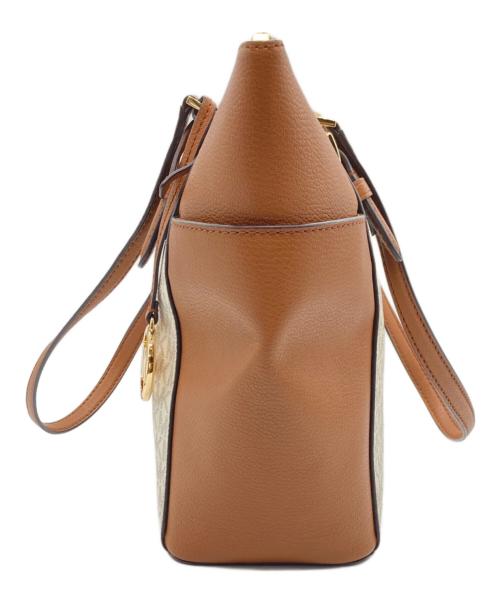 MICHAEL KORS（マイケル・コース）MICHAEL KORS (マイケル・コース) トートバッグ ホワイト×ブラウンの古着・服飾アイテム