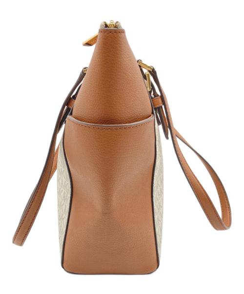MICHAEL KORS（マイケル・コース）MICHAEL KORS (マイケル・コース) トートバッグ ホワイト×ブラウンの古着・服飾アイテム