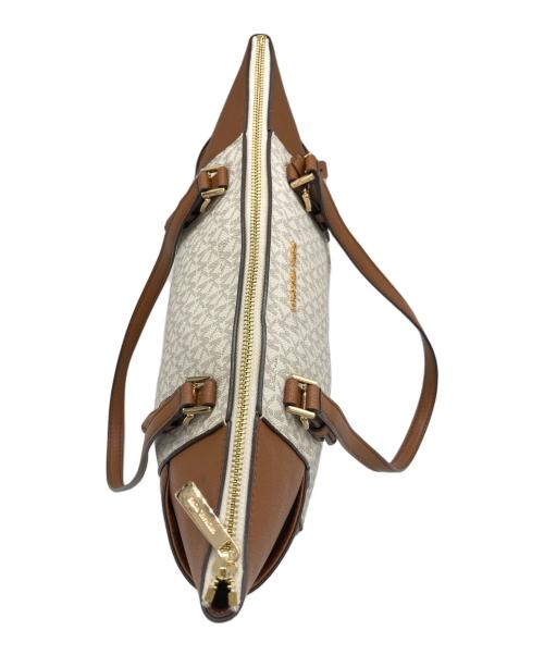 MICHAEL KORS（マイケル・コース）MICHAEL KORS (マイケル・コース) トートバッグ ホワイト×ブラウンの古着・服飾アイテム