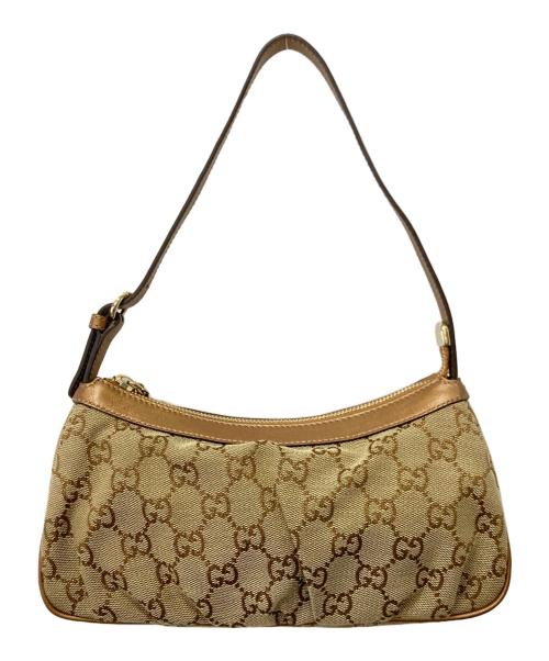 GUCCI（グッチ）GUCCI (グッチ) アクセサリーポーチ ベージュ×ブラウンの古着・服飾アイテム