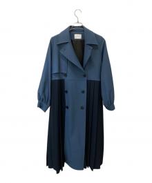 HARE（ハレ）の古着「バイカラープリーツコート」｜ネイビー×ブラック