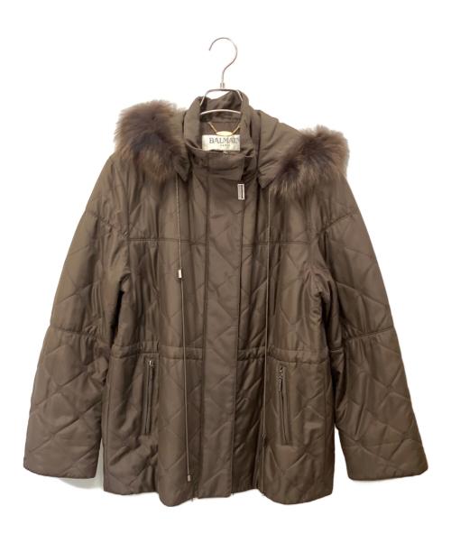 BALMAIN（バルマン）BALMAIN (バルマン) ブルーフォックスファー中綿ハーフコート ブラウン サイズ:SIZE　9の古着・服飾アイテム