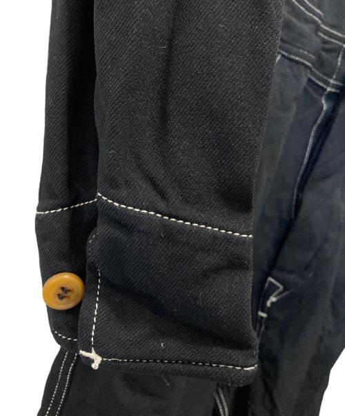 COMME des GARCONS HOMME PLUS（コムデギャルソンオムプリュス）COMME des GARCONS HOMME PLUS (コムデギャルソンオムプリュス) ポリ縮ジャンプスーツ ブラック×ホワイト サイズ:Sの古着・服飾アイテム