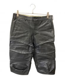 COMME des GARCONS HOMME PLUS（コムデギャルソンオムプリュス）の古着「フェイクレザーハーフパンツ」｜ブラック