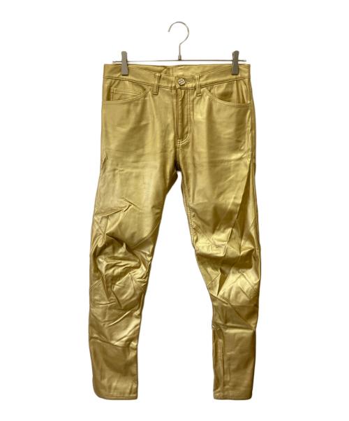 COMME des GARCONS HOMME PLUS（コムデギャルソンオムプリュス）COMME des GARCONS HOMME PLUS (コムデギャルソンオムプリュス) フェイクレザーパンツ ゴールド サイズ:XSの古着・服飾アイテム