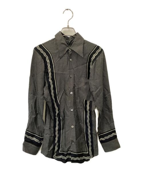 JUNYA WATANABE COMME des GARCONS（(ジュンヤワタナベ コムデギャルソン）JUNYA WATANABE COMME des GARCONS ((ジュンヤワタナベ コムデギャルソン) シルクシャツ ブラック×ホワイト サイズ:Mサイズの古着・服飾アイテム