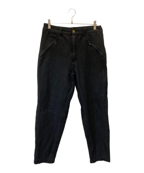 COMME des GARCONS HOMME PLUS（コムデギャルソンオムプリュス）COMME des GARCONS HOMME PLUS (コムデギャルソンオムプリュス) 裏起毛タックテーパードパンツ ブラック サイズ:Mの古着・服飾アイテム