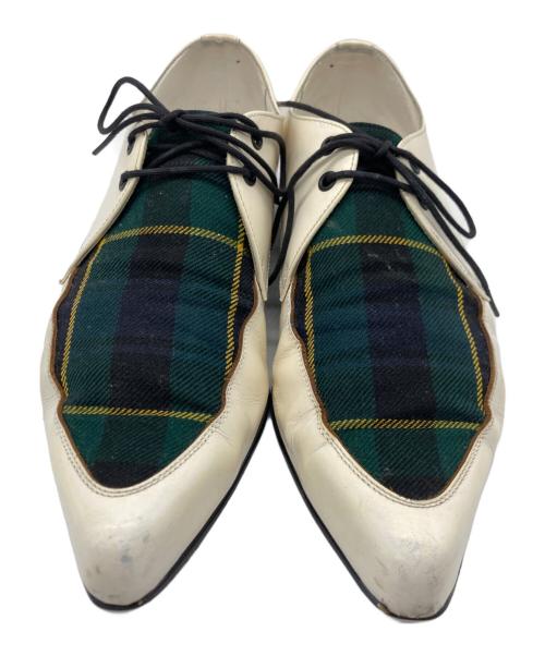 COMME des GARCONS HOMME PLUS（コムデギャルソンオムプリュス）COMME des GARCONS HOMME PLUS (コムデギャルソンオムプリュス) レザーシューズ ホワイト×グリーン サイズ:26.0cmの古着・服飾アイテム