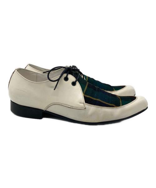 COMME des GARCONS HOMME PLUS（コムデギャルソンオムプリュス）COMME des GARCONS HOMME PLUS (コムデギャルソンオムプリュス) レザーシューズ ホワイト×グリーン サイズ:26.0cmの古着・服飾アイテム