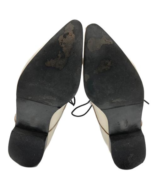 COMME des GARCONS HOMME PLUS（コムデギャルソンオムプリュス）COMME des GARCONS HOMME PLUS (コムデギャルソンオムプリュス) レザーシューズ ホワイト×グリーン サイズ:26.0cmの古着・服飾アイテム