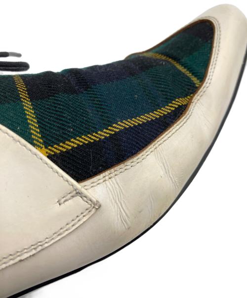 COMME des GARCONS HOMME PLUS（コムデギャルソンオムプリュス）COMME des GARCONS HOMME PLUS (コムデギャルソンオムプリュス) レザーシューズ ホワイト×グリーン サイズ:26.0cmの古着・服飾アイテム