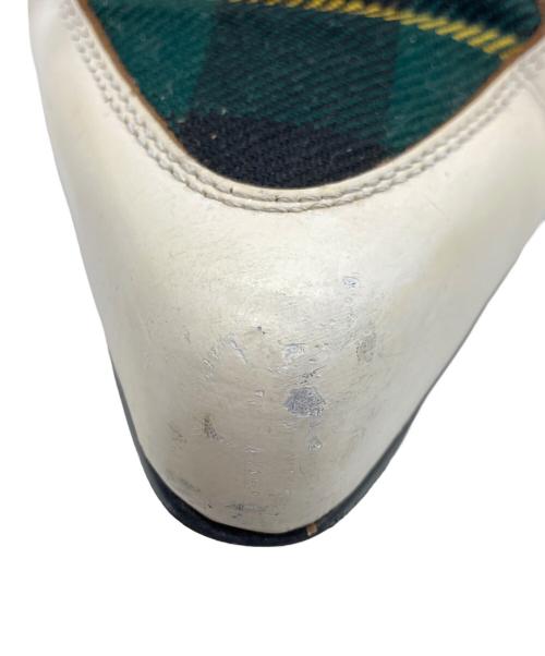 COMME des GARCONS HOMME PLUS（コムデギャルソンオムプリュス）COMME des GARCONS HOMME PLUS (コムデギャルソンオムプリュス) レザーシューズ ホワイト×グリーン サイズ:26.0cmの古着・服飾アイテム