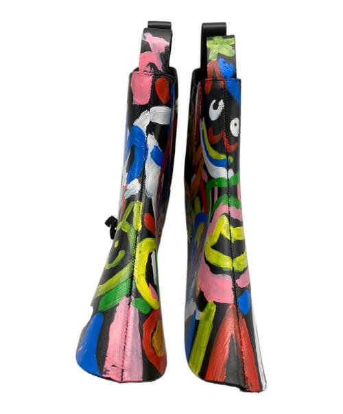 COMME des GARCONS（コムデギャルソン）COMME des GARCONS (コムデギャルソン) 落書きプリントレザーサイドゴアブーツカバー ブラック サイズ:不明の古着・服飾アイテム