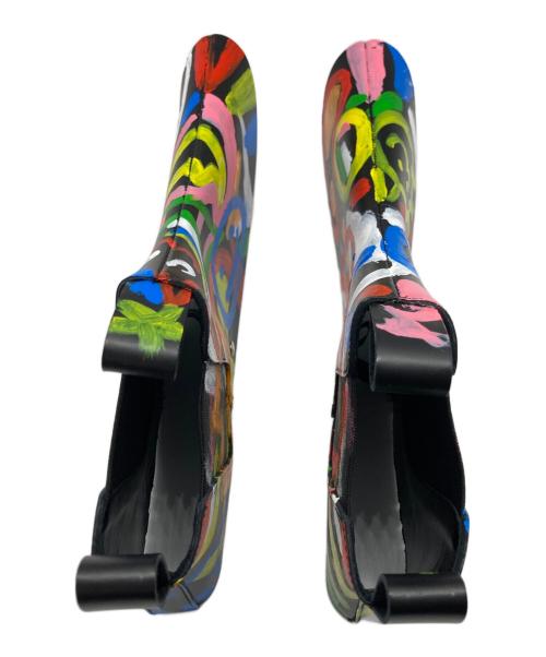 COMME des GARCONS（コムデギャルソン）COMME des GARCONS (コムデギャルソン) 落書きプリントレザーサイドゴアブーツカバー ブラック サイズ:不明の古着・服飾アイテム